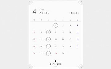 4月の営業日のお知らせ