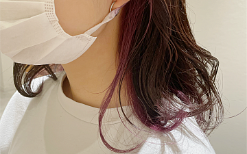 越谷美容室☆イヤリングピンクカラー